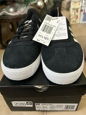 adidas Black & White Gazelle ADV Suede Low-Top Sneakers